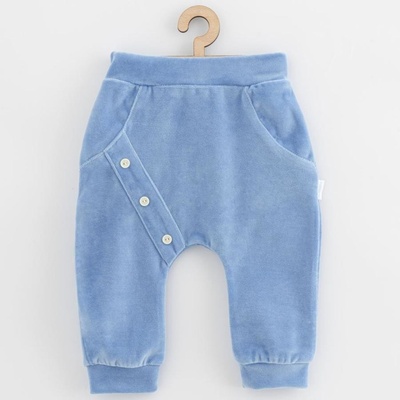New Baby Dojčenské semiškové tepláčky Suede clothes modrá
