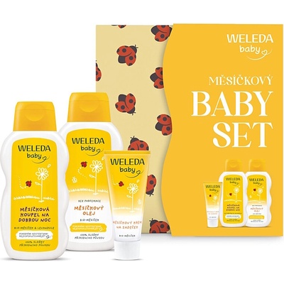 Weleda Měsíčkový kojenecký SET Weleda Baby and Child nechtíkový dojčenský kúpel´ 200 ml + Weleda Baby and Child nechtíkový dojčenský olej bez parfumácie 200 ml + Weleda Baby and Child harmančekový doj