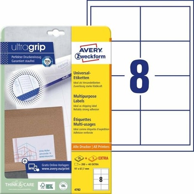 avery zweckform Etikety univerzálne 97x67,7mm Avery A4 25+5 hárkov