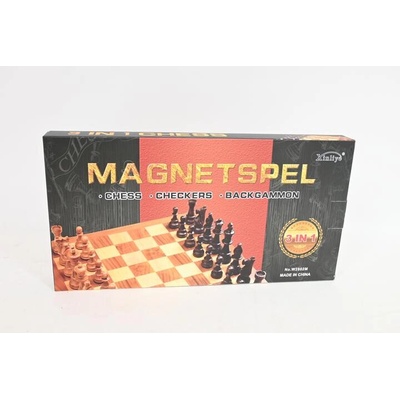 Magnetické dřevěné šachy a dáma 2v1 – cestovní sada