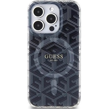 GUESS Magsafe Калъф за iPhone 15 Pro, GUESS IML GCube Hard Case, Черен (GUHMP15LHGCUSTGK)