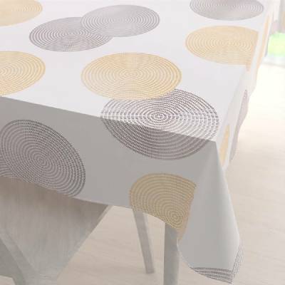 Biante Sametový ubrus Tamara TMR-023 Žluté a šedé designové kruhy na smetanovém 100x160 cm