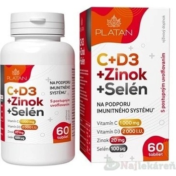 Platan C + D3 + Zinok + Selén 60 tabliet