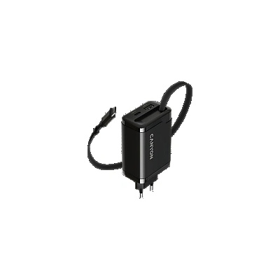 CANYON charger OnCharge 65RC Build-In Cable USB-C 65W 1xPD 1xQC EU Black (CNS-CURC65ACB)