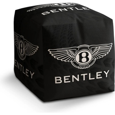 Sablio Taburet Cube Logo Bentley Čierny: 40x40x40 cm