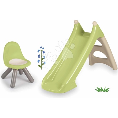 Smoby Set šmykľavka s vodnou hrou a posedením XS Slide Green Life dĺžka šmyku 90 cm s dvoma stoličkami KidChair