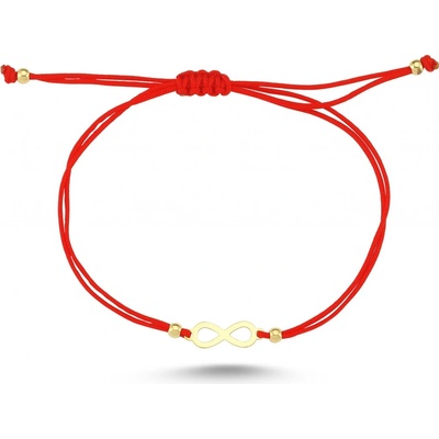 Lillian Vassago náramek se zlatým nekonečnem na textilní šňůrce LLV90-NS001Y Červená