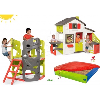 Smoby set preliezačka Multi-Activity Tower na šplhanie so šmykľavkou a domček Priateľov s kuchynkou a pieskoviskom 840201-4