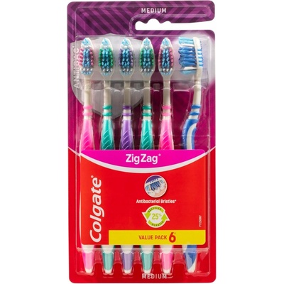 Colgate ZigZag Zubní Kartáček Střední tvrdost 6 ks