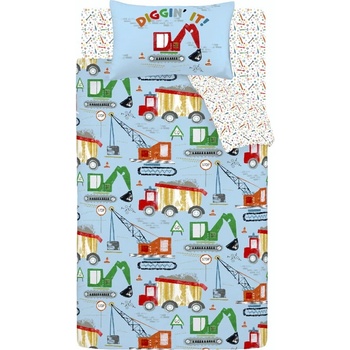 Catherine Lansfield Синьо единично детско спално бельо 135x200 cm Digger Dreams - Catherine Lansfield (BD/59725/W/SQS/BL)