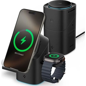 Spigen Essential EF223MS 3в1 Qi2 въртящ се магнитен безжичен зарядно MagSafe черно