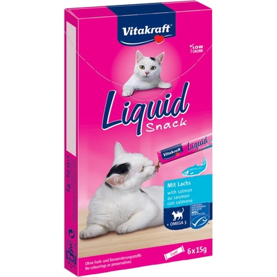 Vitakraft Cat Liquid-snack s lososom a omega-3 6 x 15 g