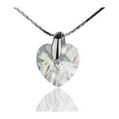 Prosperk Řetízek ocelový s přívěskem srdíčko Swarovski bílá 26286/BIL