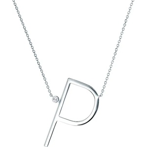 SAVICKI Сребърно колие с буква p, бял сапфир 0.04К, 45 см