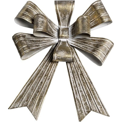 Mosazná antik kovová nástěnná dekorace mašle Bow 17*5,5*25 cm Chic Antique