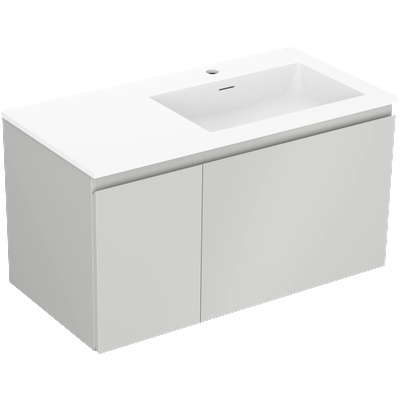 Mexen Orio баня шкаф 90 см с мивка Otis дясна, 1S, 1D, сив мат/бял мат (91A13-09047-3-BBFF62-W18P01)