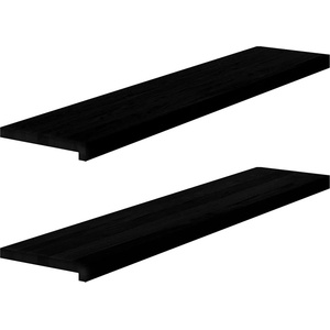 vidaXL Прозоречни первази, 2 бр, кафяво-черни, 120x30x2 см, дъб масив (4009194)