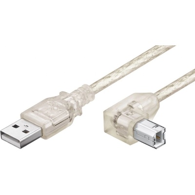 Goobay 93577 USB 2.0, A-B, 2m, transparentní, lomený konektor B