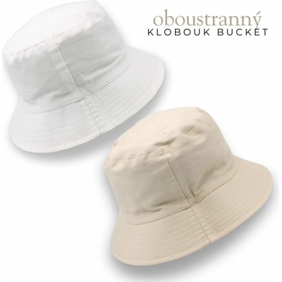 Krumlovanka Letní oboustranný klobouk Bucket P-12577 béžový / bílý