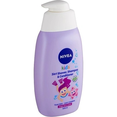 Nivea Kids Magic Berry Scent dětský sprchový gel, šampon a kondicionér 3 v 1 500 ml