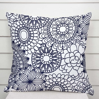 Biante Sandra SA-274 Tmavo modré mandaly na bielom 40 x 60 cm