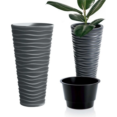 Prosperplast Kvetináč Sand Slim Vysoký Na Terase 52 Cm, Antracit + Vložka