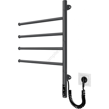 Mario Radiators Ел. въртящ се сушилник за кърпи VEER 50W/230V 62, 5x44, 5 cm неръждаема стомана/черно (MR0064)