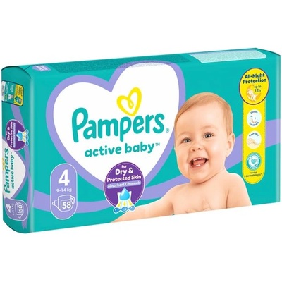 Памперси Pampers Active Baby 4 (9-14 кг. ) - 58 броя