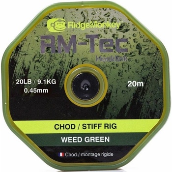 RidgeMonkey šnúra RM Tec Chod Stiff Rig Zelená 20m 0,45mm 20lb