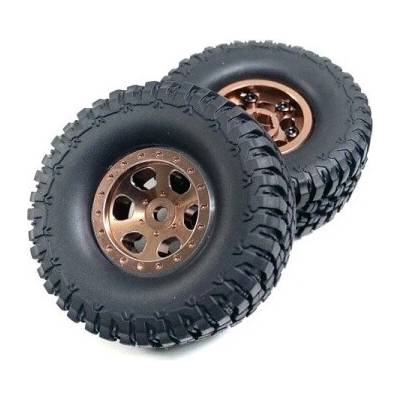 Absima Kompletní kola s 1" hliníkovými beadlock disky 7mm unašeč 2 ks bronzové