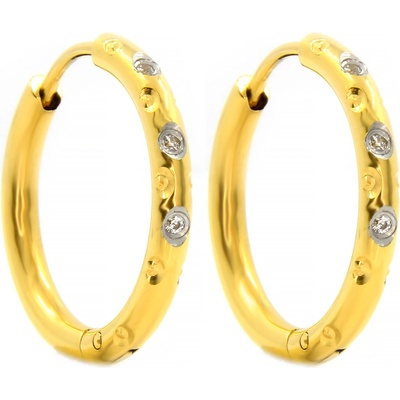 BRUNOshop.cz Náušnice kroužky gold s kamínky S2623