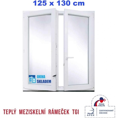 Erkado Plastové okno 125x130 cm bílé dvoukřídlé bez sloupku (štulp) pravé