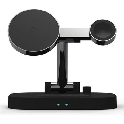 Awei 4in1 Inductive Wireless Charging Station 15W - тройна поставка (пад) за безжично зареждане за iPhone с Magsafe, Apple Watch, AirPods Pro, Apple Pencil и Qi съвместими устройства (черен)
