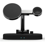 Awei 4in1 Inductive Wireless Charging Station 15W - тройна поставка (пад) за безжично зареждане за iPhone с Magsafe, Apple Watch, AirPods Pro, Apple Pencil и Qi съвместими устройства (черен)