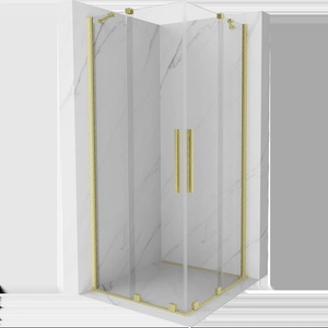 Mexen Velar Дуо плъзгаща се душ кабина 100 x 100 см, прозрачна, злато четкано (871-100-100-02-55)