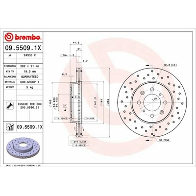 BREMBO brzdový kotúč 09.5509.1X, súprava 2 ks