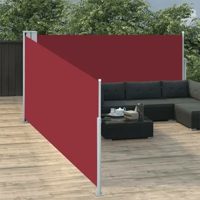 Greatstore Zatahovací boční markýza / zástěna červená 100 x 1000 cm