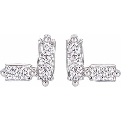 Šperky Eshop Briliantové náušnice 14K z kombinovaného zlata s obdélníky S6BT600.06