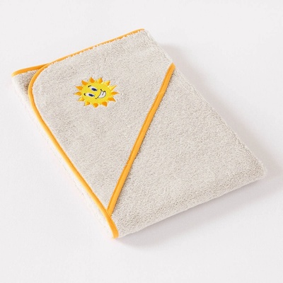 Veba LOTA osuška s kapucí bílá s výšivkou Sluníčko žlutá lemovka 75x75 cm – Zboží Mobilmania
