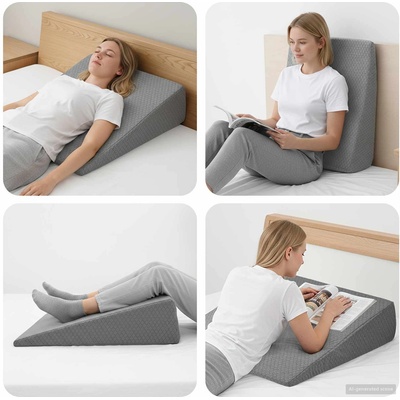 vidaXL Възглавница за лагер Едноцветен Сив 69 x 64 x 19 см Мемори пяна (42020205)