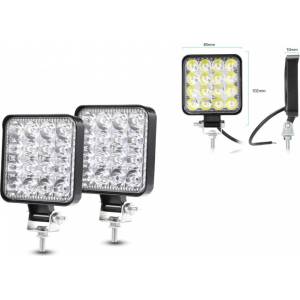  Комплект от 2бр. 48w Мини Лед led Диоден Фар Халоген Дневни Светлини 12v - 24v за автомобил офроуд бус ван камион