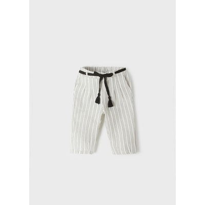 Mayoral Kalhoty odlehčené bavlněné s pruhy smetanové BABY
