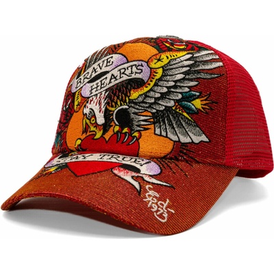 Ed Hardy Brave Hearts 6 Panel Metallic Trucker Cap Samba