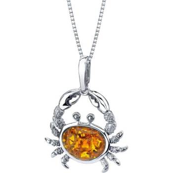 Eppi Strieborný prívesok v tvare kraba s jantárom Rajko P35144