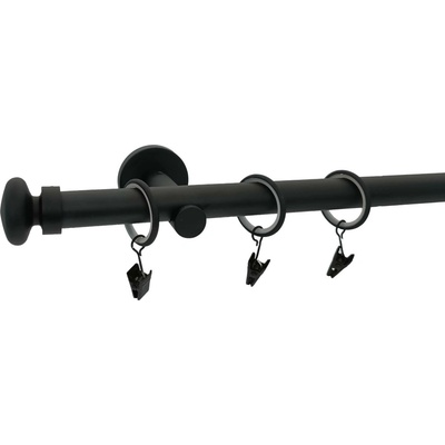 KovovégarnýžeCZ Froya modern 19 mm Jednořadá Kroužky s žabkou černá matná 180 cm
