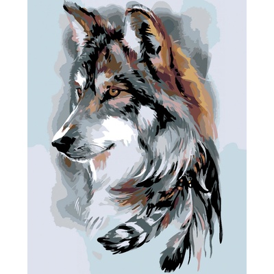 zuty Malování podle čísel Vlk a peříčka 80 x 100 cm bez rámu a bez vypnutí plátna