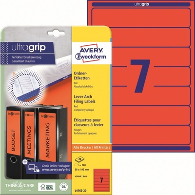 Avery Zweckform 20 listů, A4, červené L4762-20