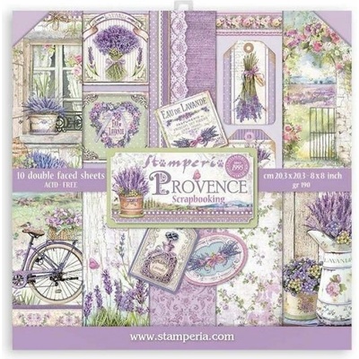 Obojstranné papiere "Provence" na scrapbook 20,3x20,3cm, 10+2 ks