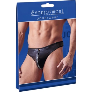 Svenjoyment - мъжко бикини с цип и камъни - лъскаво черно - XL - desirel