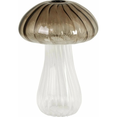 Strömshaga Dekorativní váza Mushroom Brown Tall, hnědá barva, čirá barva, sklo